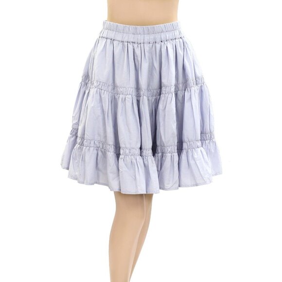 Merlette NYC Tiered Skirt Swing Flared Mini Lavender Cotton Ruffle S NEW 277002